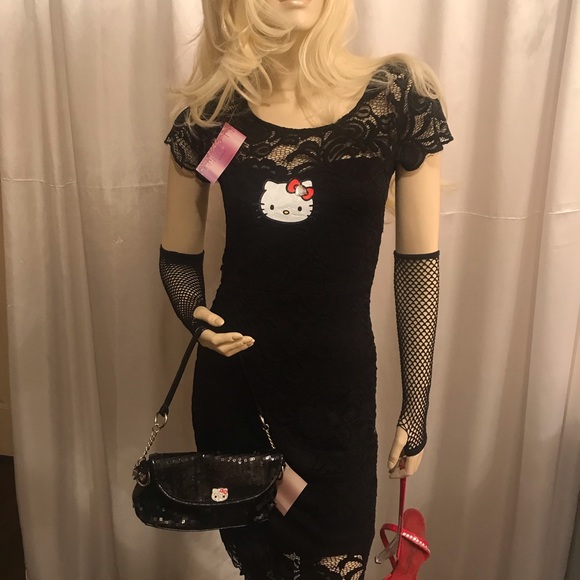 Gorgeous vintage hello kitty lace pin up doll dress and earrings 🍒 - Picture 4 of 16